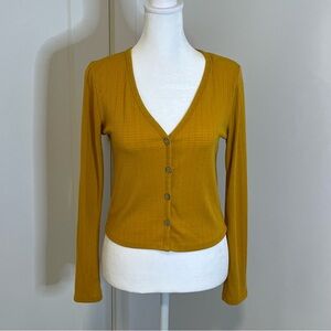 CAUTION TO THE WIND Mustard Yellow Pull-Over Cardigan - Size M